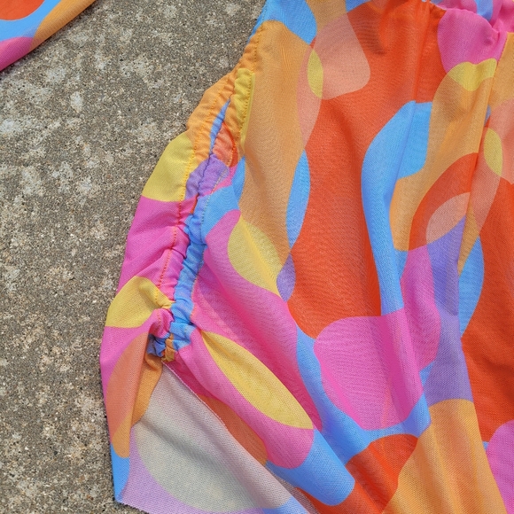 Shein rainbow swirl mesh romper swim cover up Teen 12-13 yrs - Picture 4 of 7